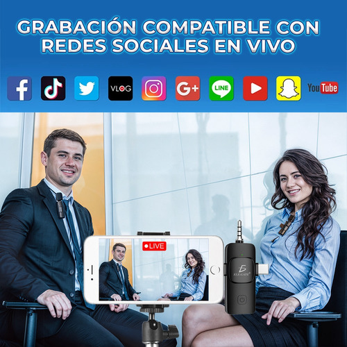 Micrófono Lavalier Inalámbrico 3 En 1 Con Reducción Ruido