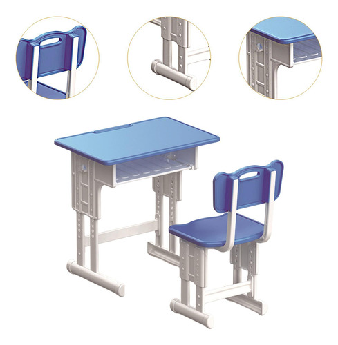 Juego De Escritorio Y Silla Para Casa De Muñecas, Azul