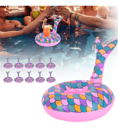 Portavasos Inflables Para Piscina, 10 Unidades
