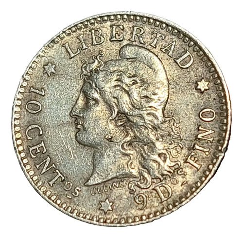 Moneda Argentina 10 Centavos, 1883 Plata 0.900 Km# 26 - 873
