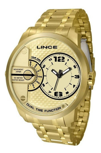 Relógio Masculino Lince Mrgh049s C2kx De Aço Dourado