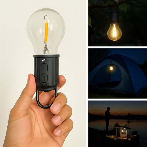 Kit 4 Lampadas Portatil Recarregavel Usb Camping Com Suporte