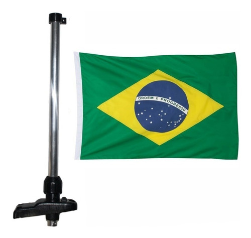 Mastro Porta Bandeira Do Brasil P/ Barcos Lanchas Cor Preta