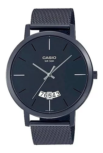 Reloj Hombre Casio Mtp-b100mb-1e Joyeria Esponda Color de la malla Negro  Color del bisel Negro Color del fondo Negro