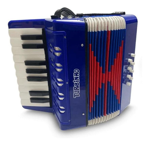 Imagem 1 de 5 de Mini Acordeon Infantil Sanfona Com 8 Baixos Turbinho Azul