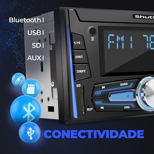 Rádio Automotivo 2 Din Mp3 Fm Bt Aux P2 Sd Shutt Tokyo