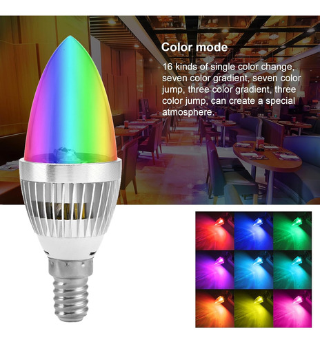 Lámpara Led Rgb E14 3w Con Control Remoto Para Fiestas Y Amb