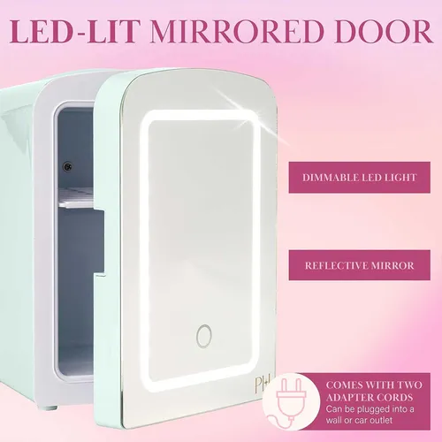 Mini Nevera Con Puerta Y Espejo Con Luz Led Regulable