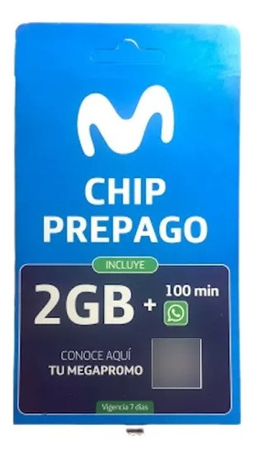 Chip  Prepago Movistar Incluye 2 Giga + 100 Minutos