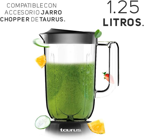 Licuadora Marca Taurus Modelo Haley Vaso De Plastico Base Negra Y 4 Velocidades 1l