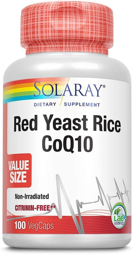 Arroz De Levadura Roja Coq10 Solaray 100 Capsulas Vegetales