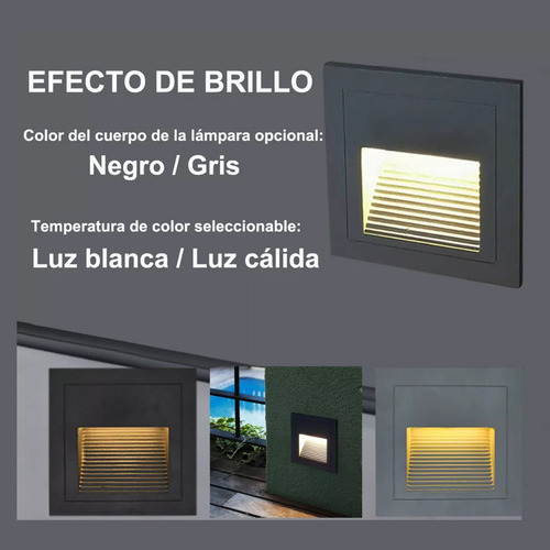 4lampara Led Escalera Pared Cortesía Empotrable Foco 3w Ip65