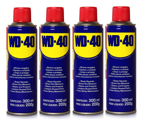 Kit 4 Spray Anti-ferrugem Wd40 300ml Lubrificante Multi Uso