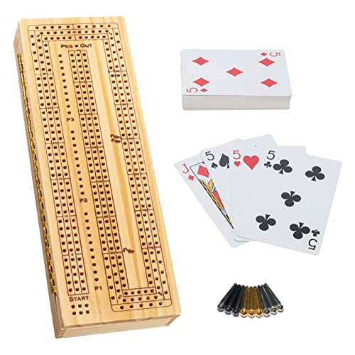 We Games 3 Player Wooden Cribbage Set - Easy Grip Pegs Y 2 D