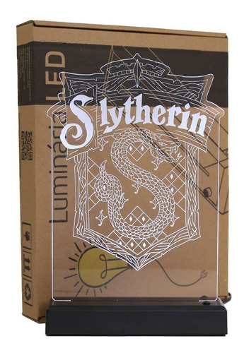 Abajur Luminária Sonserina Harry Potter Slytherin Led Cúpula Verde Estrutura Preto