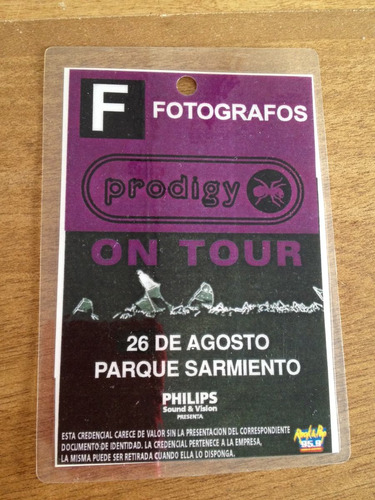 Credencial Prensa  Recital Prodigy 1998