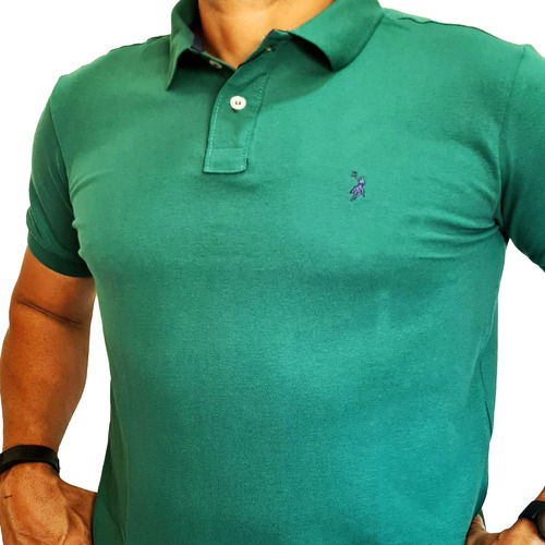 Camisa Polo Austin Western Masculina Verde Modelo Slim
