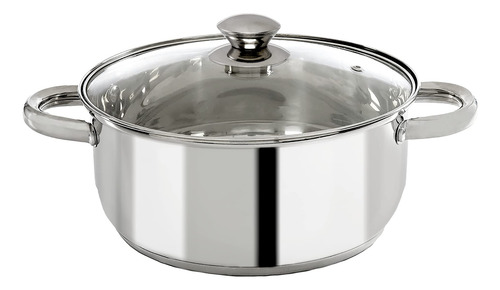 Olla De Acero Inoxidable 4,73 L Con Tapa De Vidrio Templado