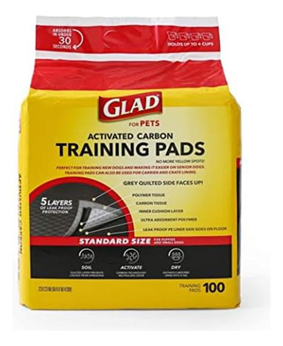 Glad For Pets Almohadillas Para Cachorros, Color Negro 23 X