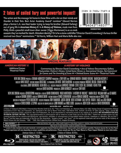 Imagen 2 de 3 de Blu-ray America X + Una Historia Violenta / Incluye 2 Films