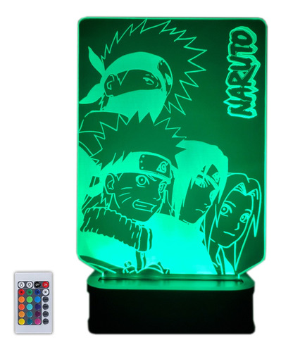 Lámpara Velador Acrilico Led Multicolor Naruto Grupal