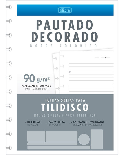 Refil Tilidisco Pautado Decorado 80fls Universitário Tilibra