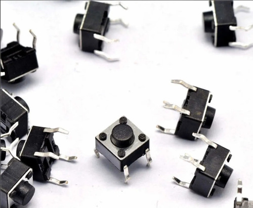 Imagen 3 de 3 de 10 Pcs Suiche Pulsador Sin Retención 4 Pines Negro Arduino