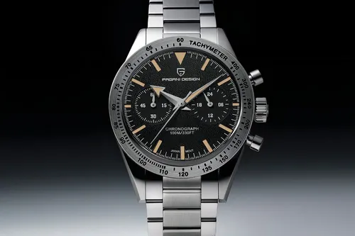 Relógio Cronógrafo Pagani Design PD-1766 Preto 40mm Aço Inoxidável