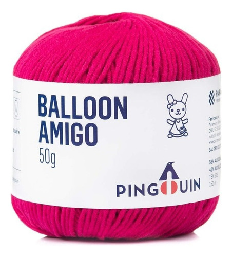 Novelo de lã Pingouin Balloon Amigo cor fucsia 8348 de 50g por unidade de 1 unidades
