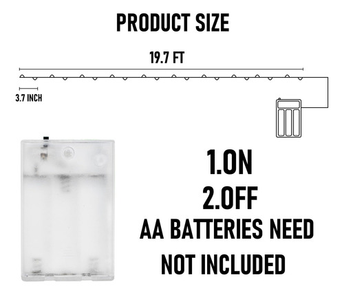 Luces De Hadas Brillantes Que Funcionan Con Batería, 20 Pies