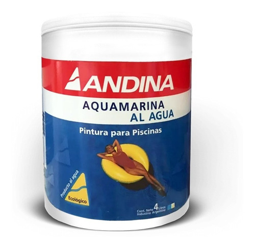Imagen 1 de 5 de Pintura Para Piletas Al Agua 4 Litros Andina Aquamarina