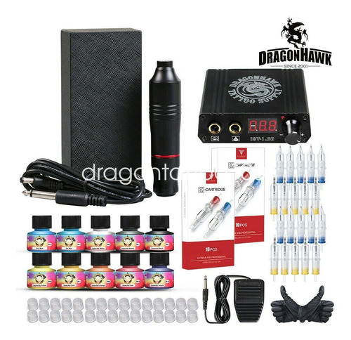 Kit Para Tatuar Dragon Hawk Maquina Profesinal Tipo Pen