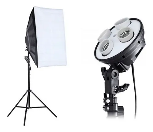 Soporte Socket De Luz X4 + Softbox 70x50cms + Tripode 2mts