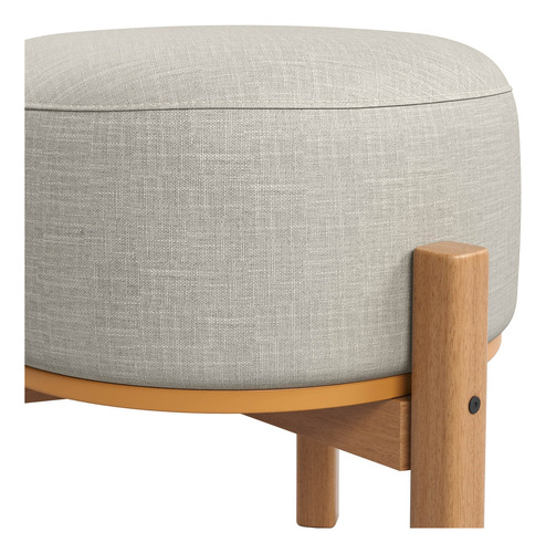 Puff Decorativo Multifuncional Com Mesa Pill Linho Cru