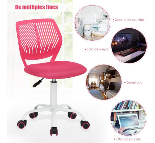 Silla De Oficina Altura Ajustable Carnation Rosa Moderna