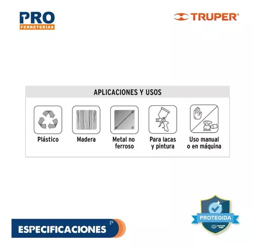 TRUPER LIMA-60 Papel de lija para madera, (grano 60)