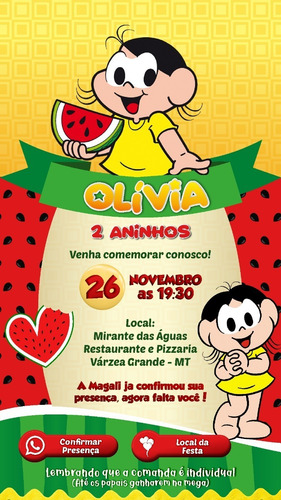 Convite Magali Digital Interativo Aniversário