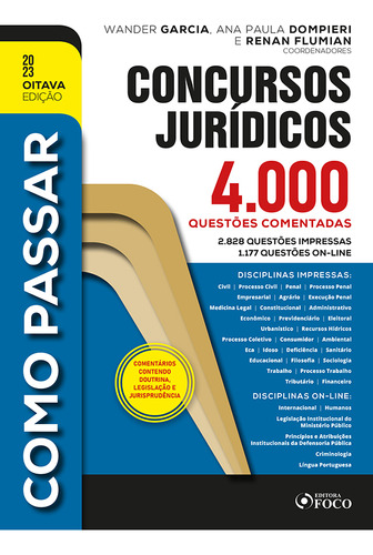 Como Passar Em Concursos Jurídicos - 4.000 Questões Comentadas - 8ª Ed - 2023, De André Barbieri. Editora Editora Foco, Capa Mole Em Português, 2023