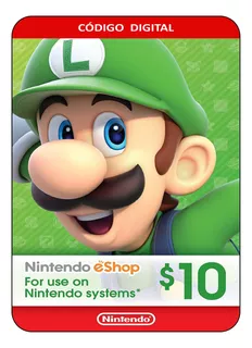 Tarjeta Nintendo Gift Card Eshop $10 Eeuu (código Digital)