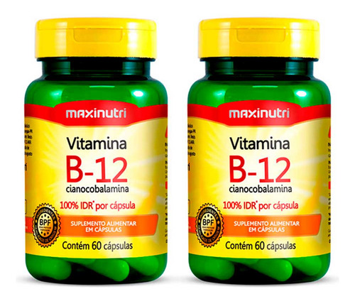 2x Vitamina B12 Saúde Sistemas Nervoso E Imunológico 60 Cáps Sabor Sem Sabor