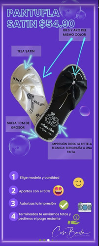 Recuerdos Boda Y Xv 50 Pantuflas Satin ( Impresas )