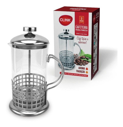 Prensa Francesa Cafeteira Chaleira Vidro E Aço Inox 800 Ml