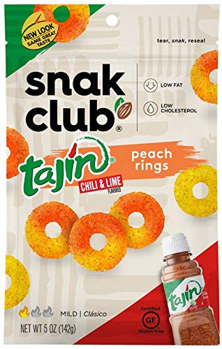 Tajin Snack Club Peach Rings Tajín gomitas anillos durazno 5Oz