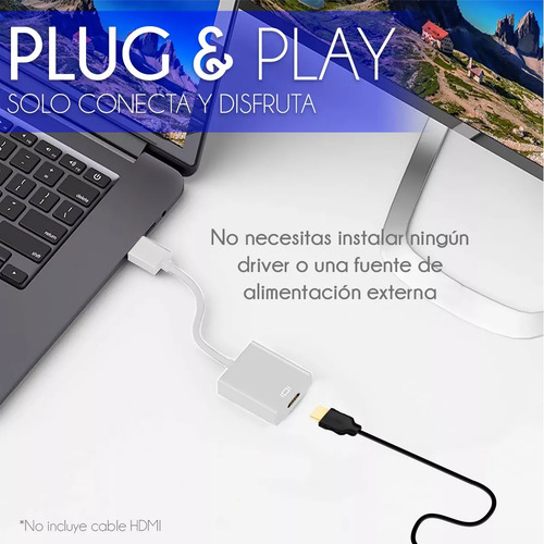 Cable Conector Convertidor Displayport Macho A Hdmi Hembra Color Blanco