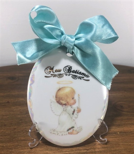 Imagem 5 de 9 de Enfeite Medalha Para Batizado Batismo - Porcelana