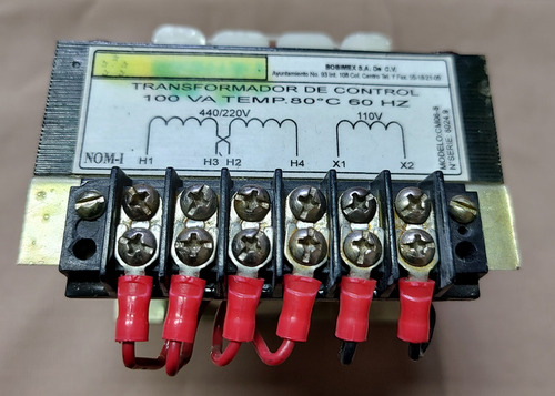 Transformador De Control. 440/220 Vca A 110 Vca. 100 Va. (Usado)