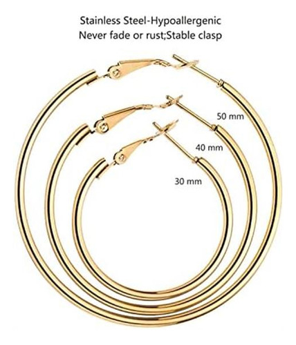 8 Pares De Aretes De Aro Dorados De Acero Inoxidable, Conjun