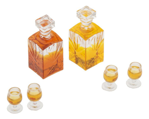 4 Piezas Botellas De En Miniatura Y Copas Para Casas De A