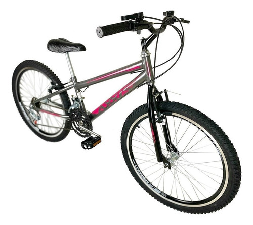 Bicicleta Axxis Aro 24 Com Marcha - 18 Velocidades Cor Cinza/pink Tamanho Do Quadro 24