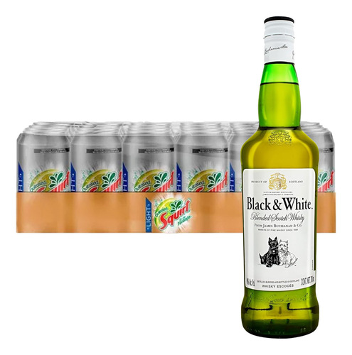 Pack 24 Squirt Light 355 Ml + Whisky Black And White Blend 7